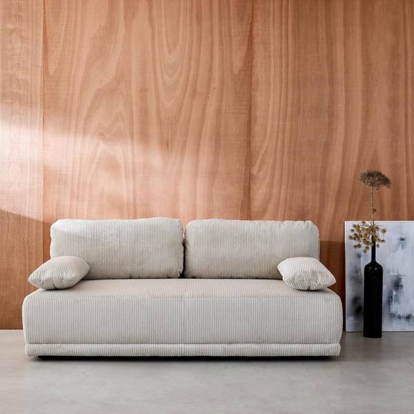 3-Seater Express Convertible Sofa Bed with Storage - Greige Corduroy