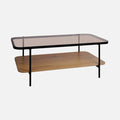 120cm Oval Fluted Wood Sliding-Door Coffee Table - Natural Oak