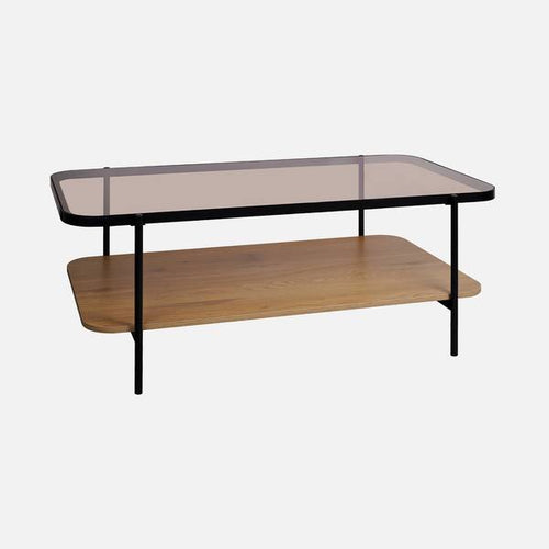 120cm Oval Fluted Wood Sliding-Door Coffee Table - Natural Oak